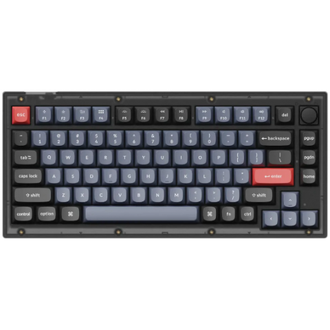 Keychron V1-C3 QMK 自定義機械鍵盤 (霧黑Fully Assembled RGB旋鈕可換軸/茶軸)
